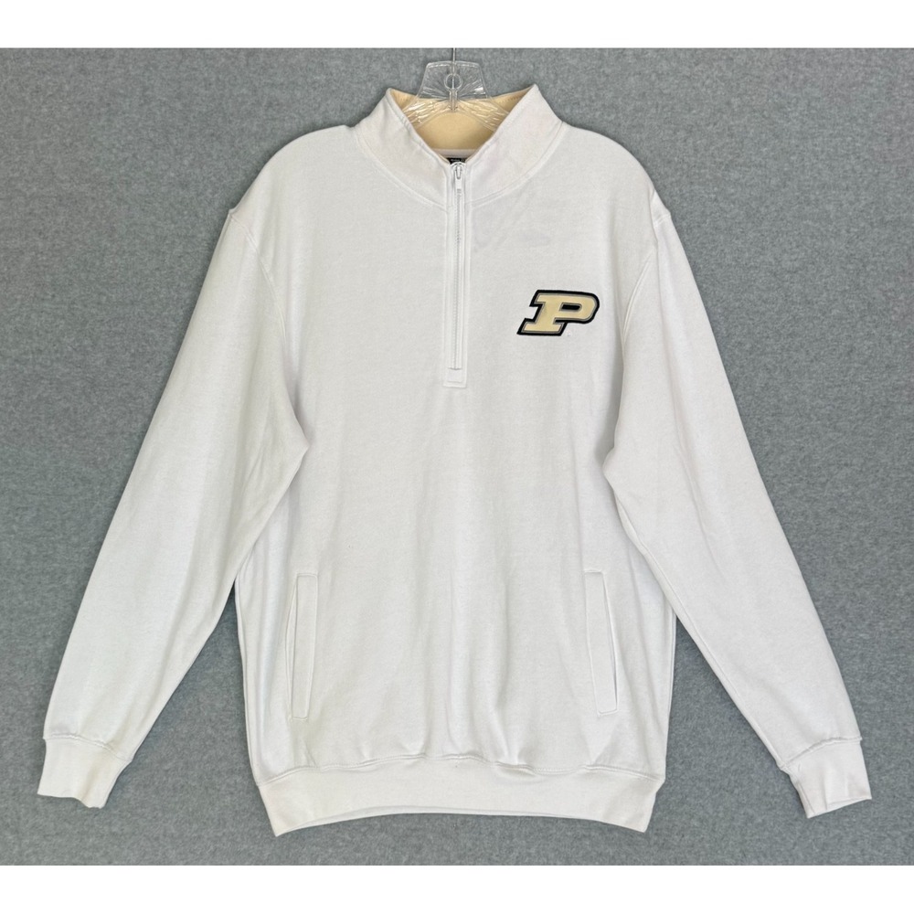 NEW! Colosseum Purdue Boilermakers 1/4 Zip Sweater Mens Medium White Pullover